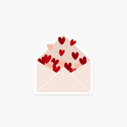 Envelope with exploding hearts 3.25 x 3 in - Love Sticker