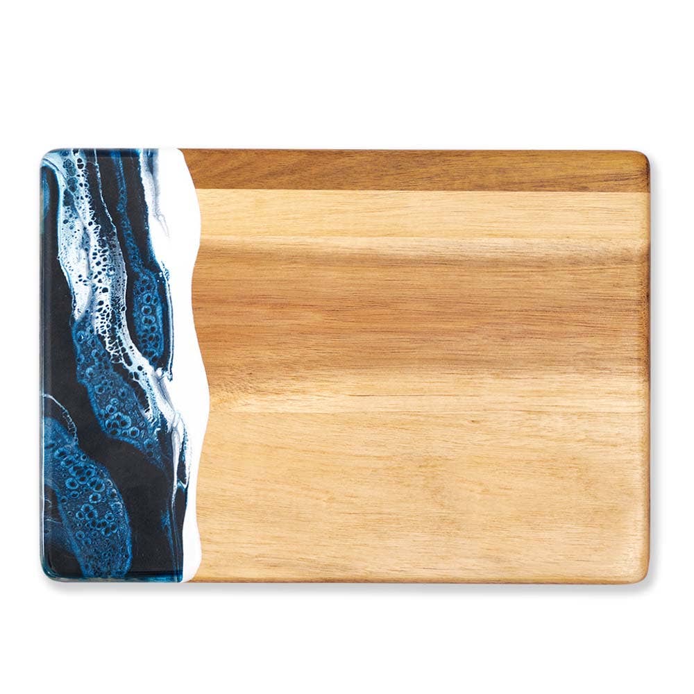 Wood and Resin Small Board -  Navy | White | Metallic