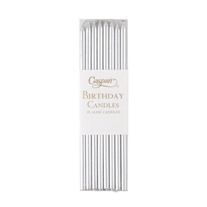 Slim Birthday Candles - Silver