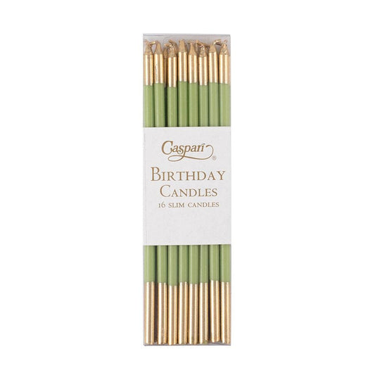 Slim Birthday Candles - Moss Green