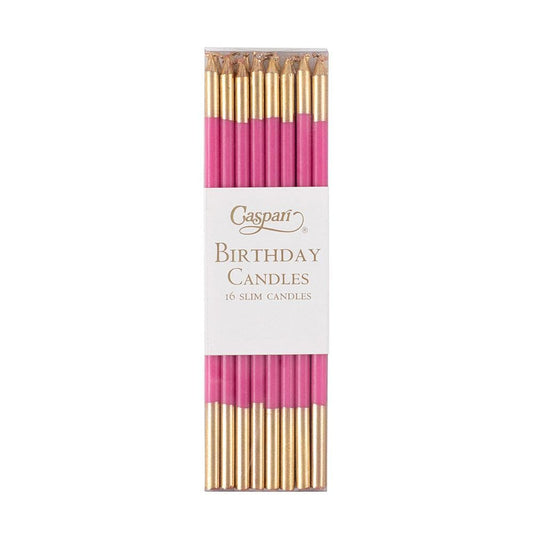 Slim Birthday Candles - Fuchsia/Gold