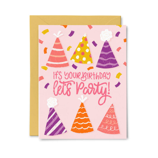 Let's Party - Birthday Hats Greeting Card