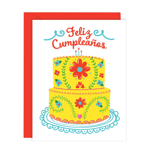 Mexican Embroidery Cake - Feliz Cumpleaños Card