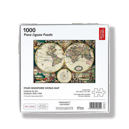 British Library Four Hemisphere World Map 1000 Piece Jigsaw Puzzle