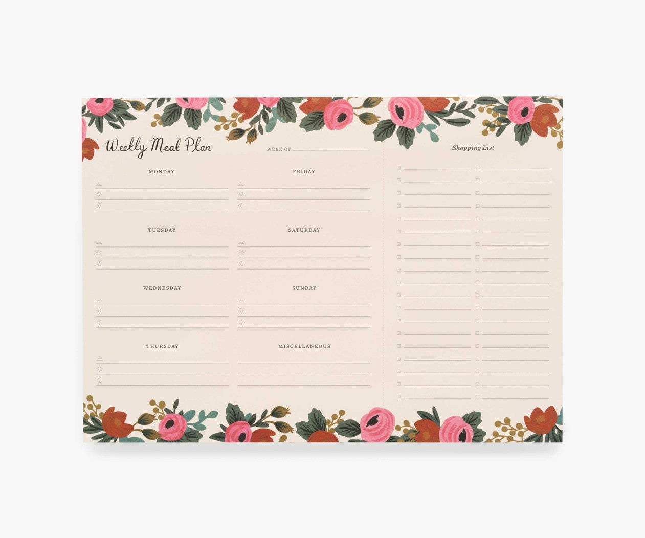 Rosa Weekly Meal Planner Notepad