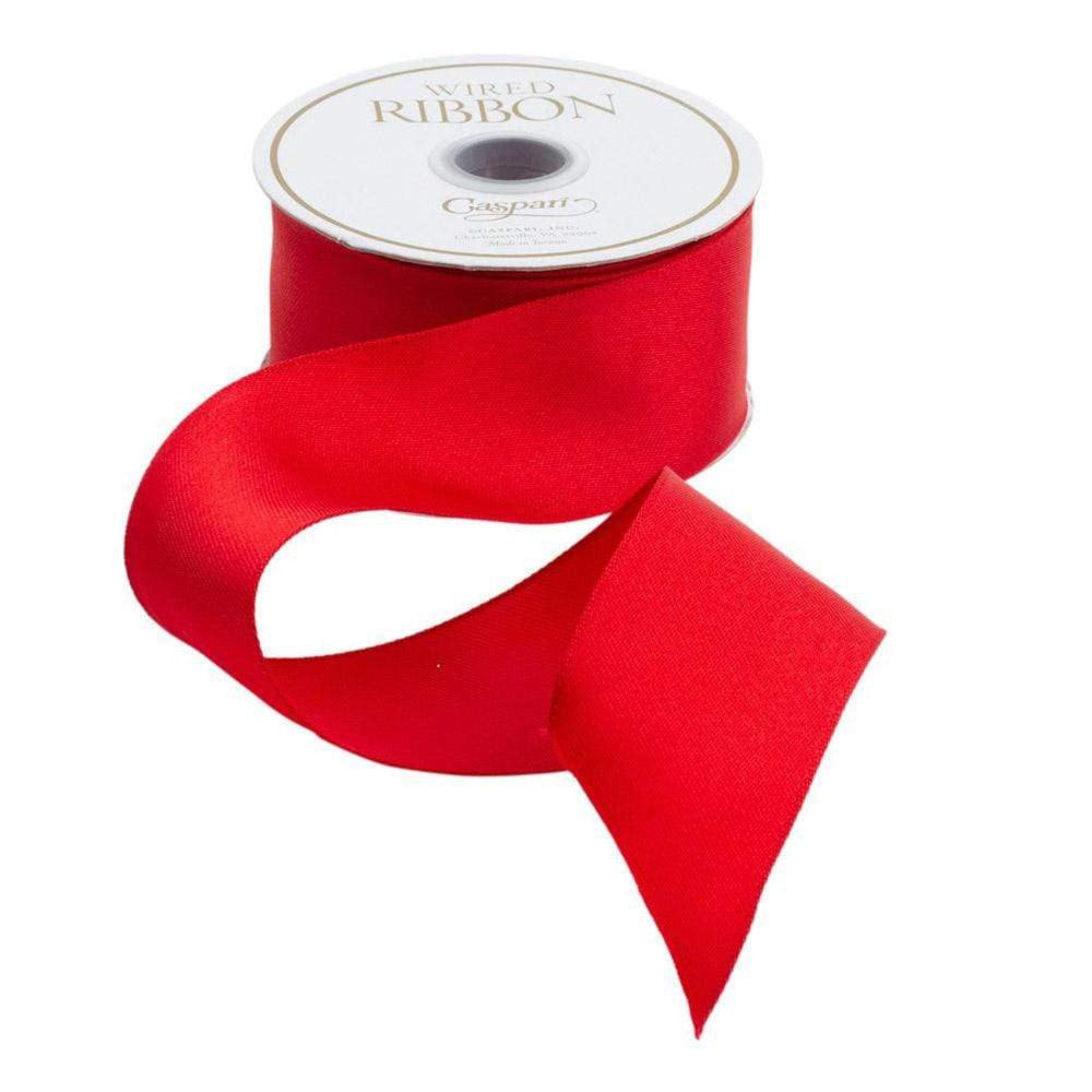 Solid Red Satin Wired Ribbon