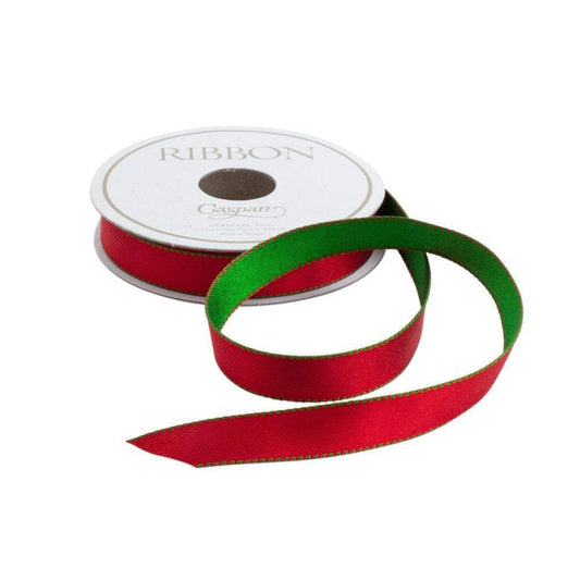 Satin Green and Red Reversible Ribbon