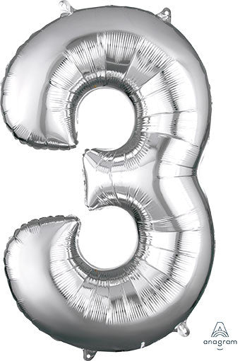 Large Shaped Number 3 Balloon